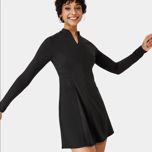 HALARA | Dresses | Nwt Halara Black Everyday Cloudful Half Zip Long Sleeve Pocket Mini Golf 